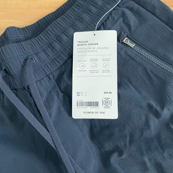 Athleta Women’s Navy Joggers XS tall lightweight Trekkie - Picture 4 of 4